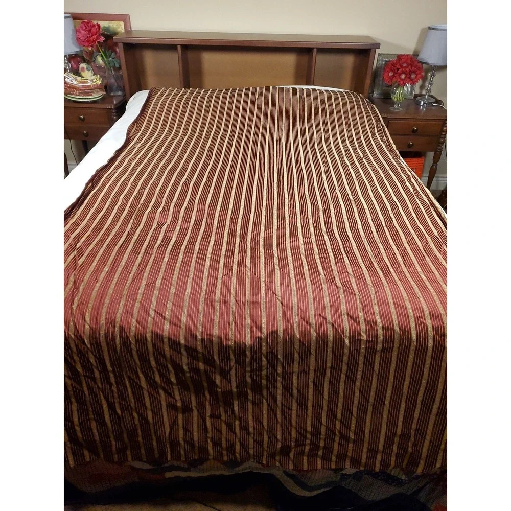 Rodeo Home Maroon & Gold Striped‎ Curtain Panel 54x90 RN#109312 Top Rod Sleeve